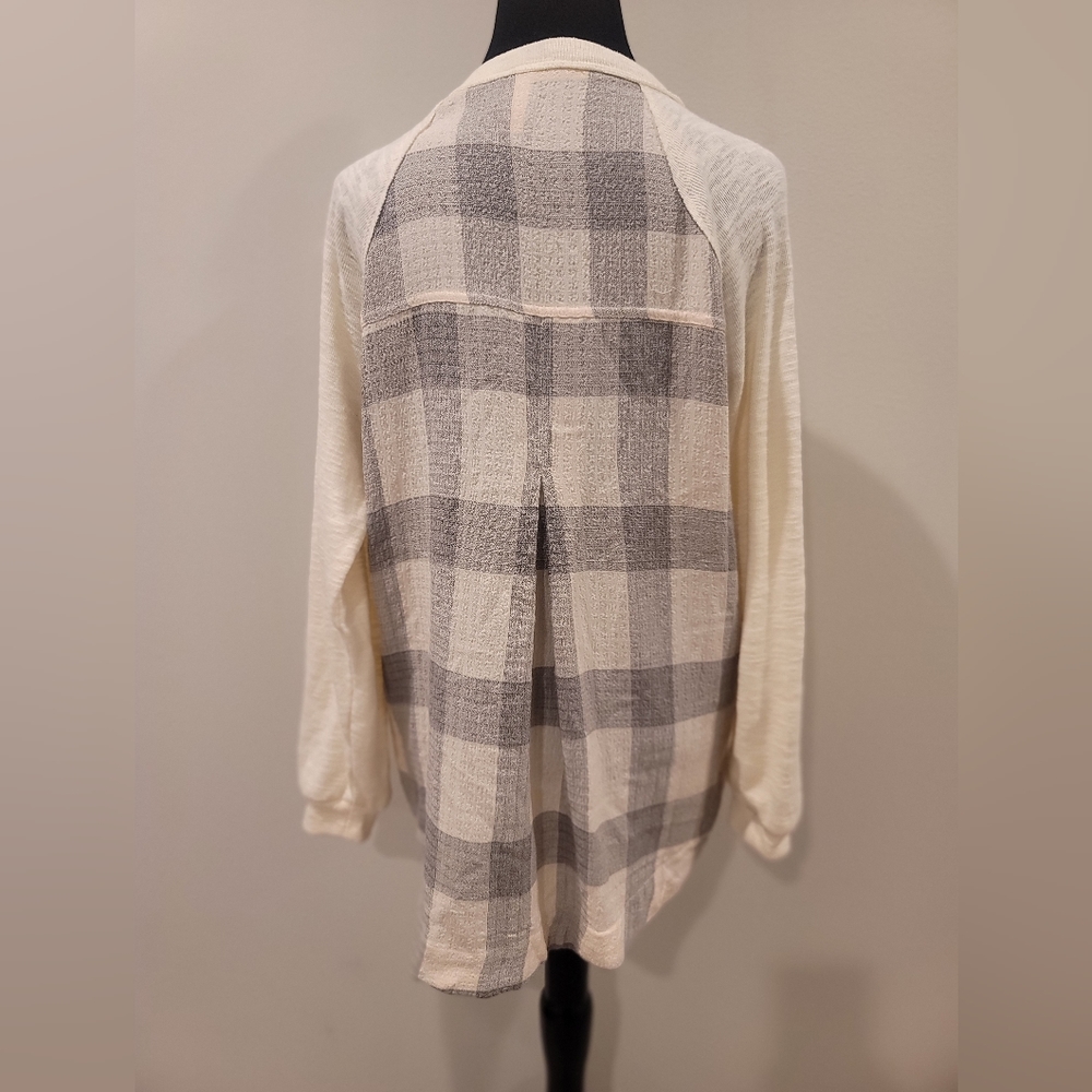 Anthropologie Pilcro Plaid Back Oversized Long Sleeve Top Size M - Picture 3 of 5